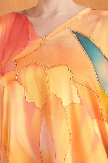 Autumn Spark Soft Satin Kaftan
