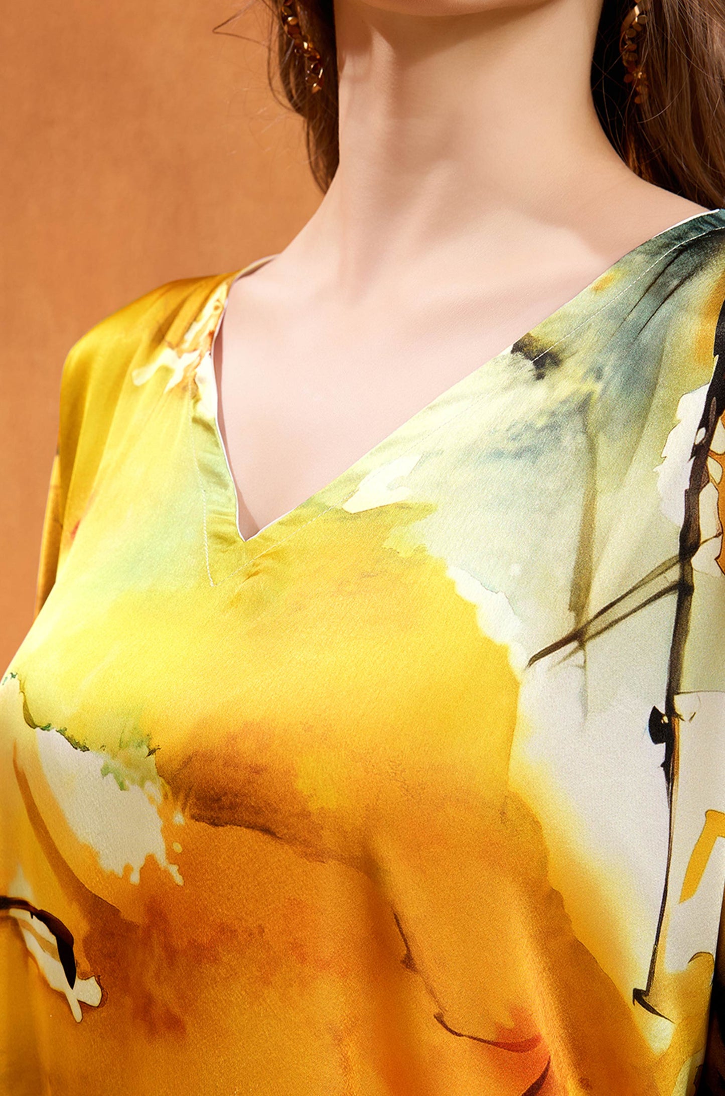 Sun-Kissed Soft Satin Kaftan with Digital Print