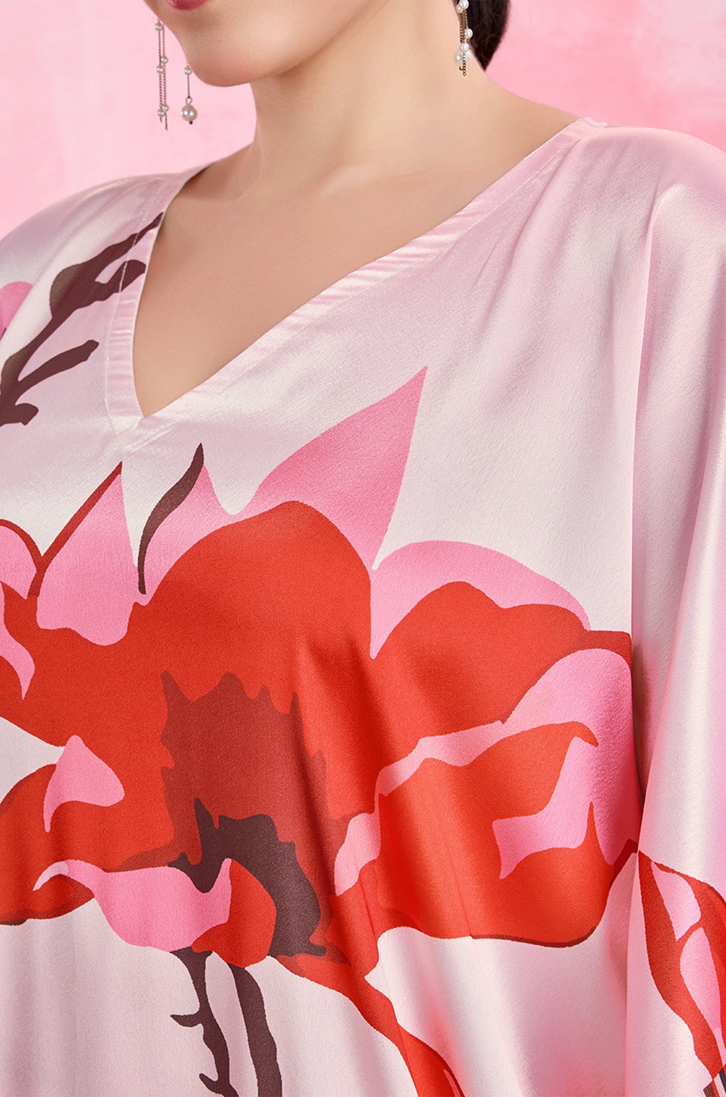 Tender Rose Soft Satin Kaftan