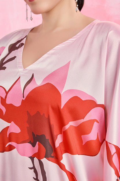 Tender Rose Soft Satin Kaftan