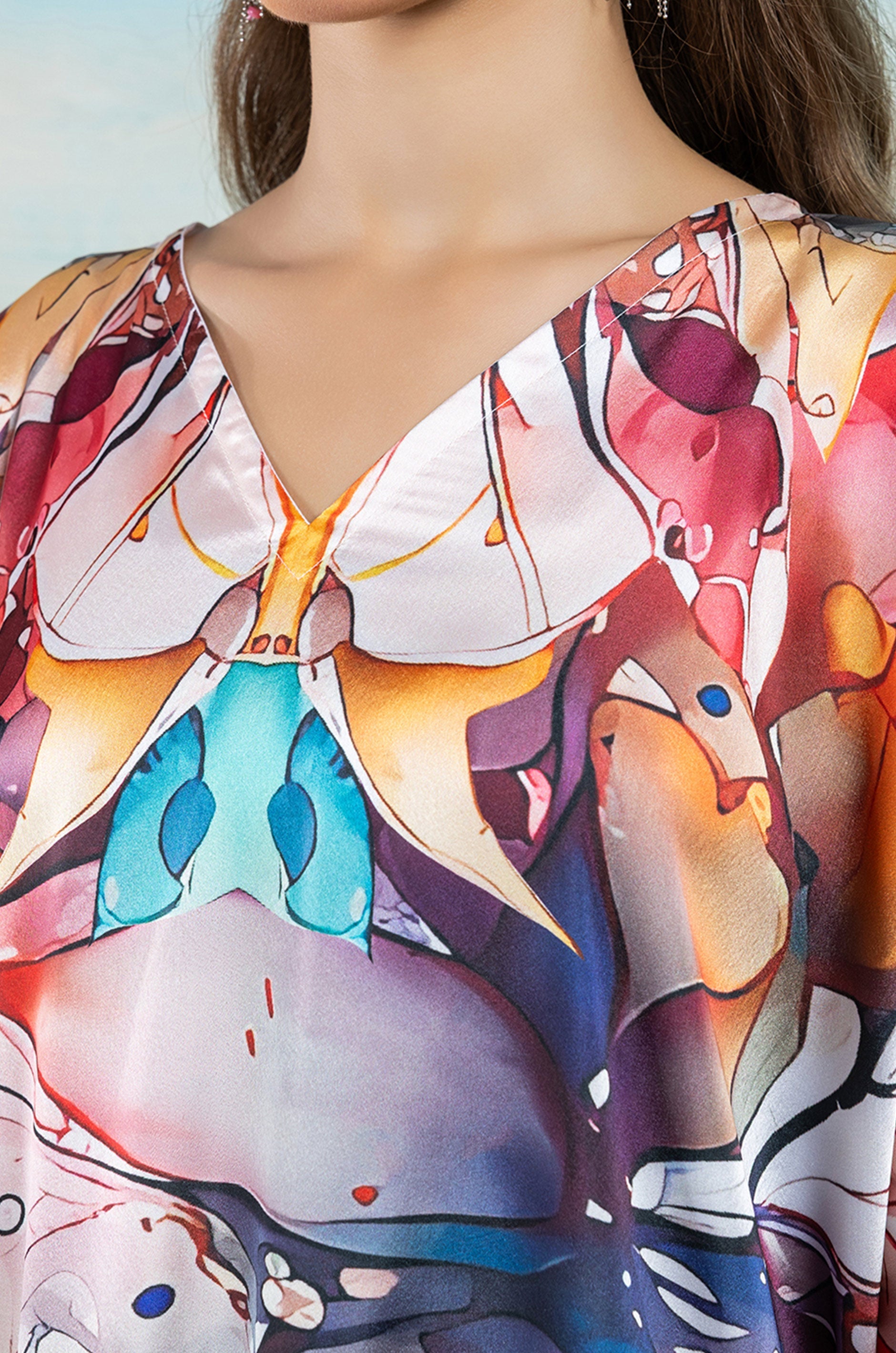 Enchanted Meadow Soft Satin Women Dress Kaftan