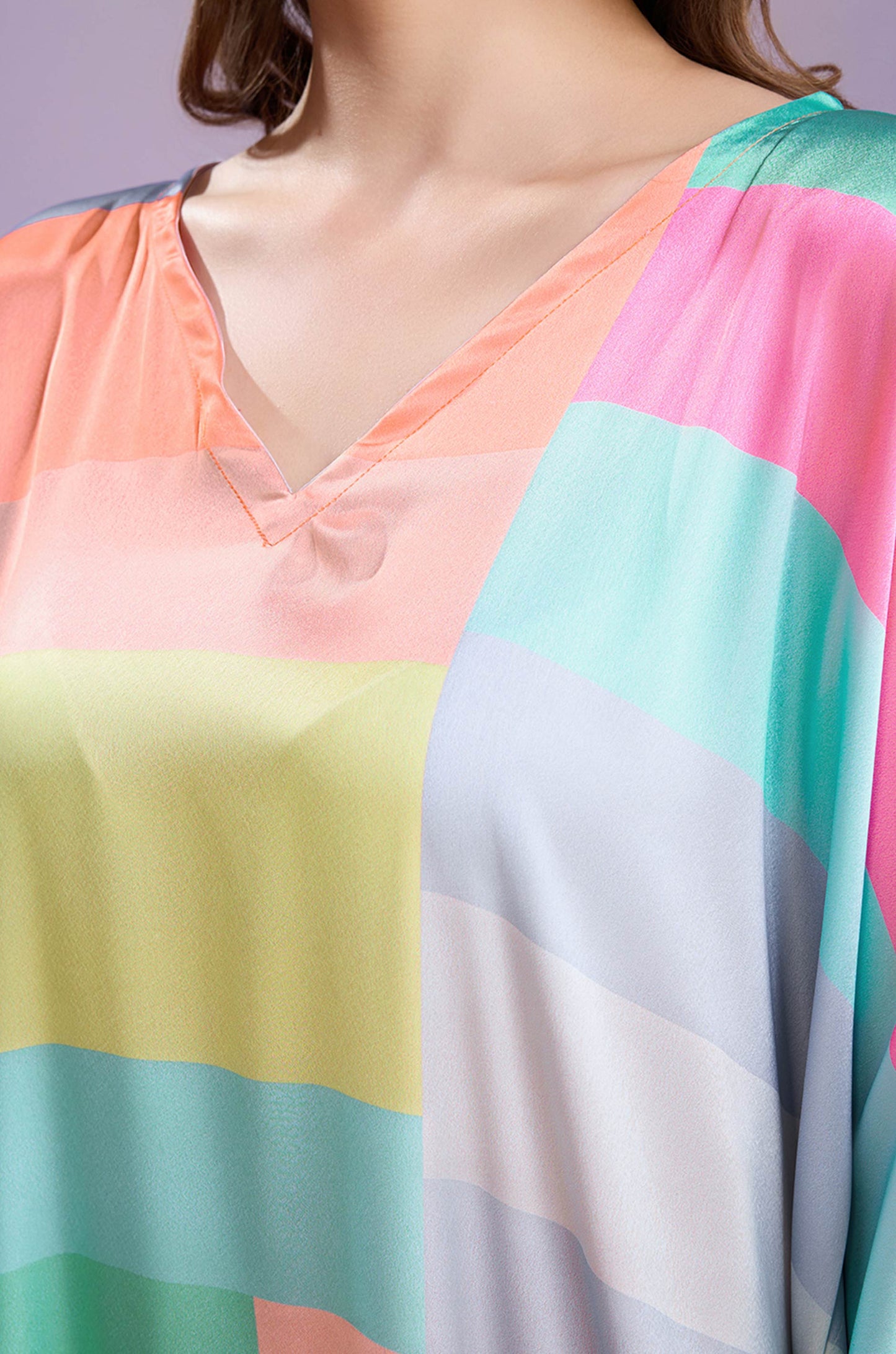 Colorblock Soft Satin Kaftan