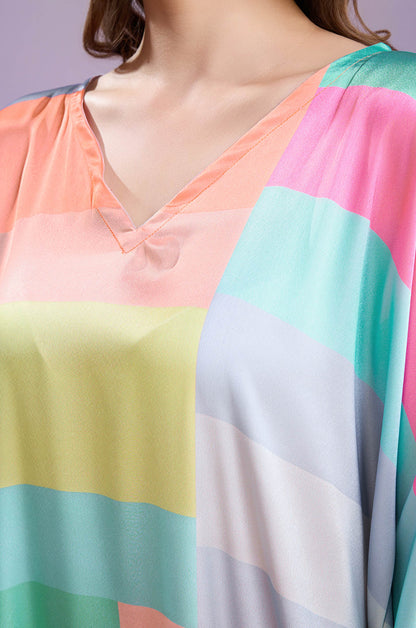 Colorblock Soft Satin Kaftan