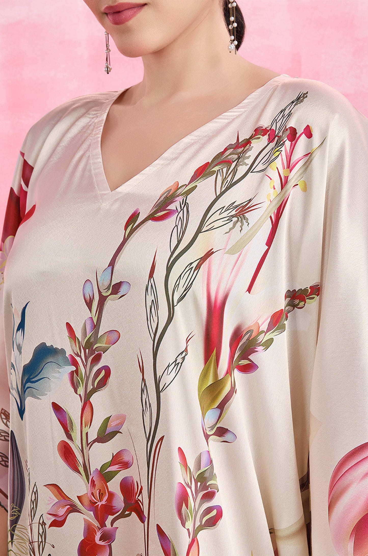 Garden Bloom Soft Satin Kaftan