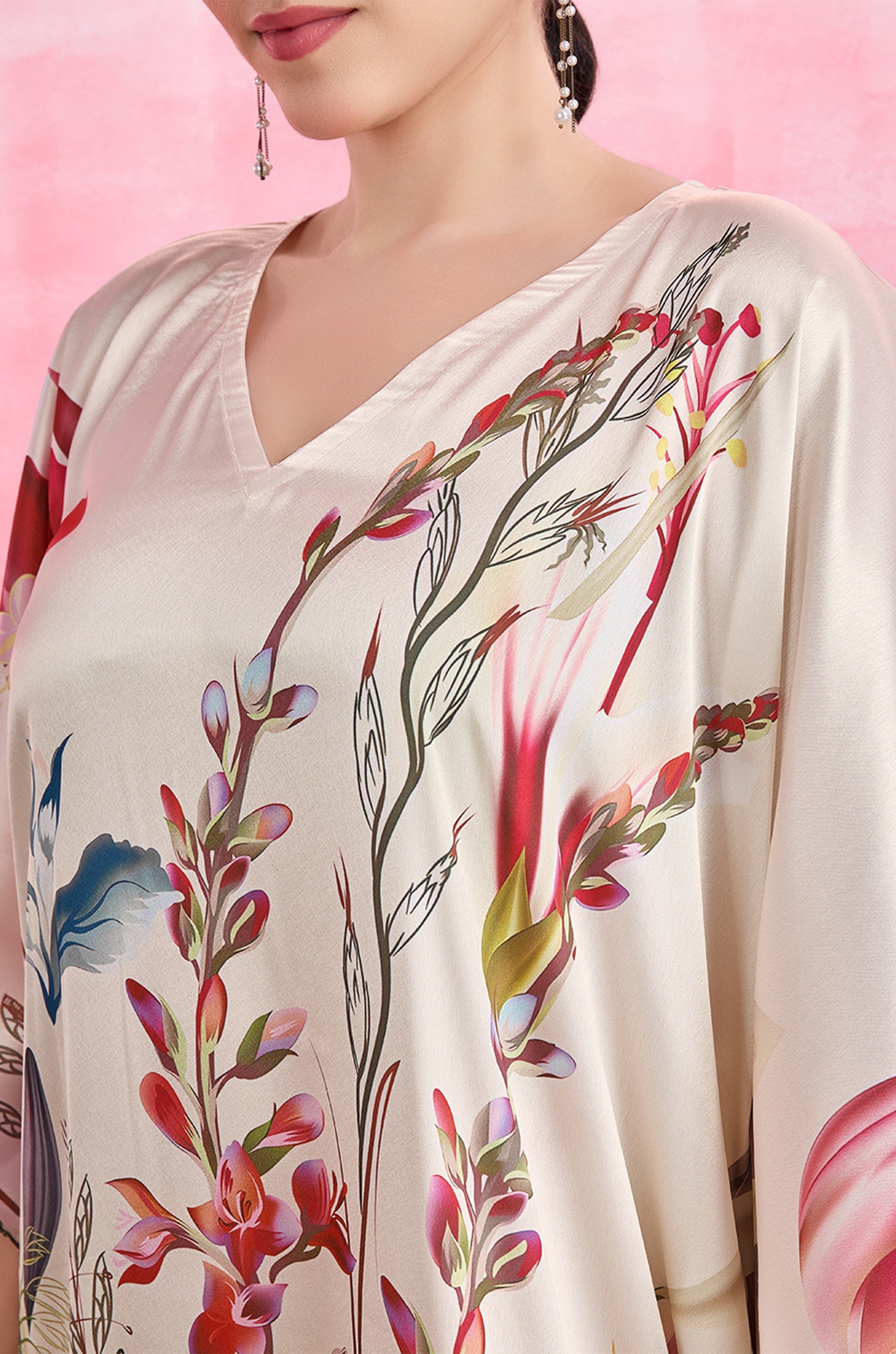 Garden Bloom Soft Satin Kaftan