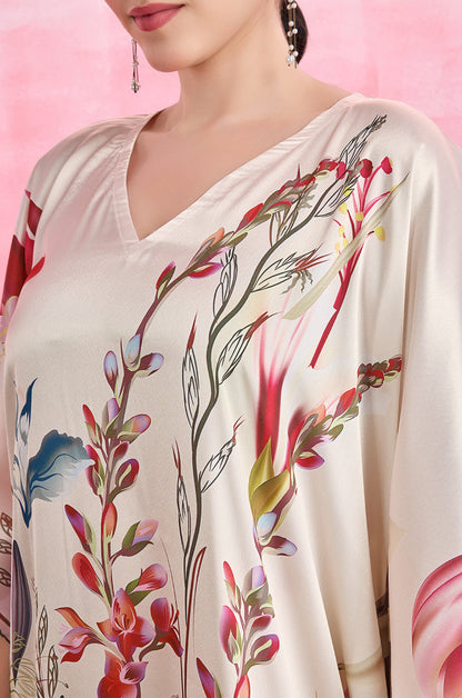 Garden Bloom Soft Satin Kaftan