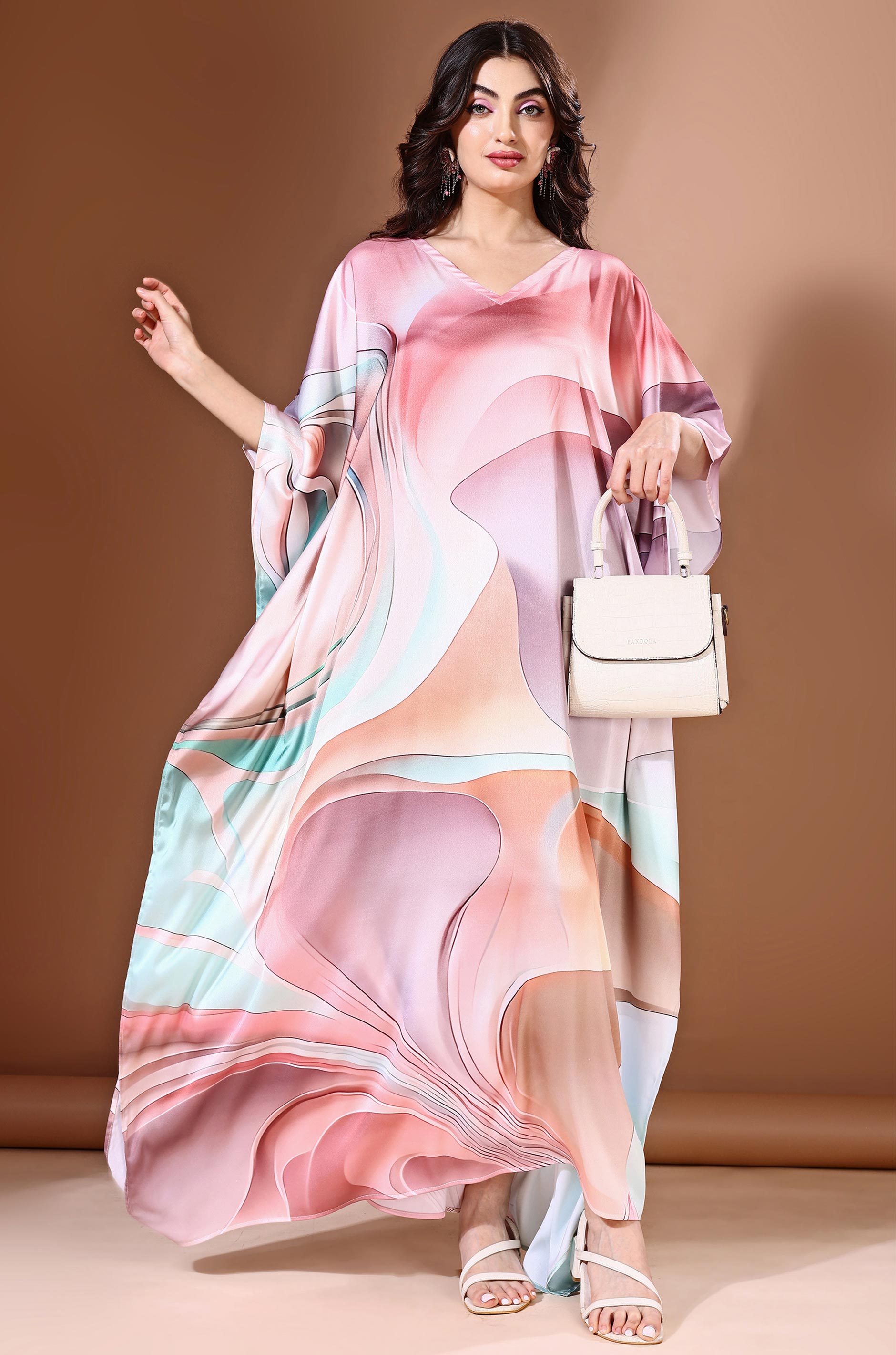 Dreamwave Soft Satin Kaftan with Digital Print