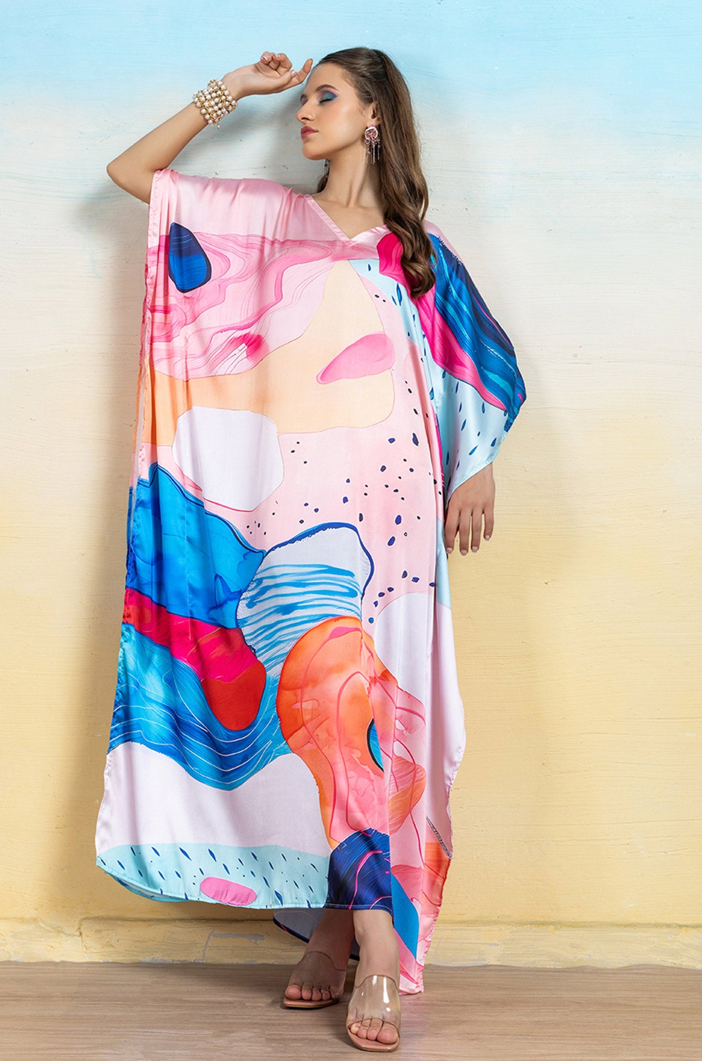 Radiance Drift Soft Satin Women Dress Kaftan