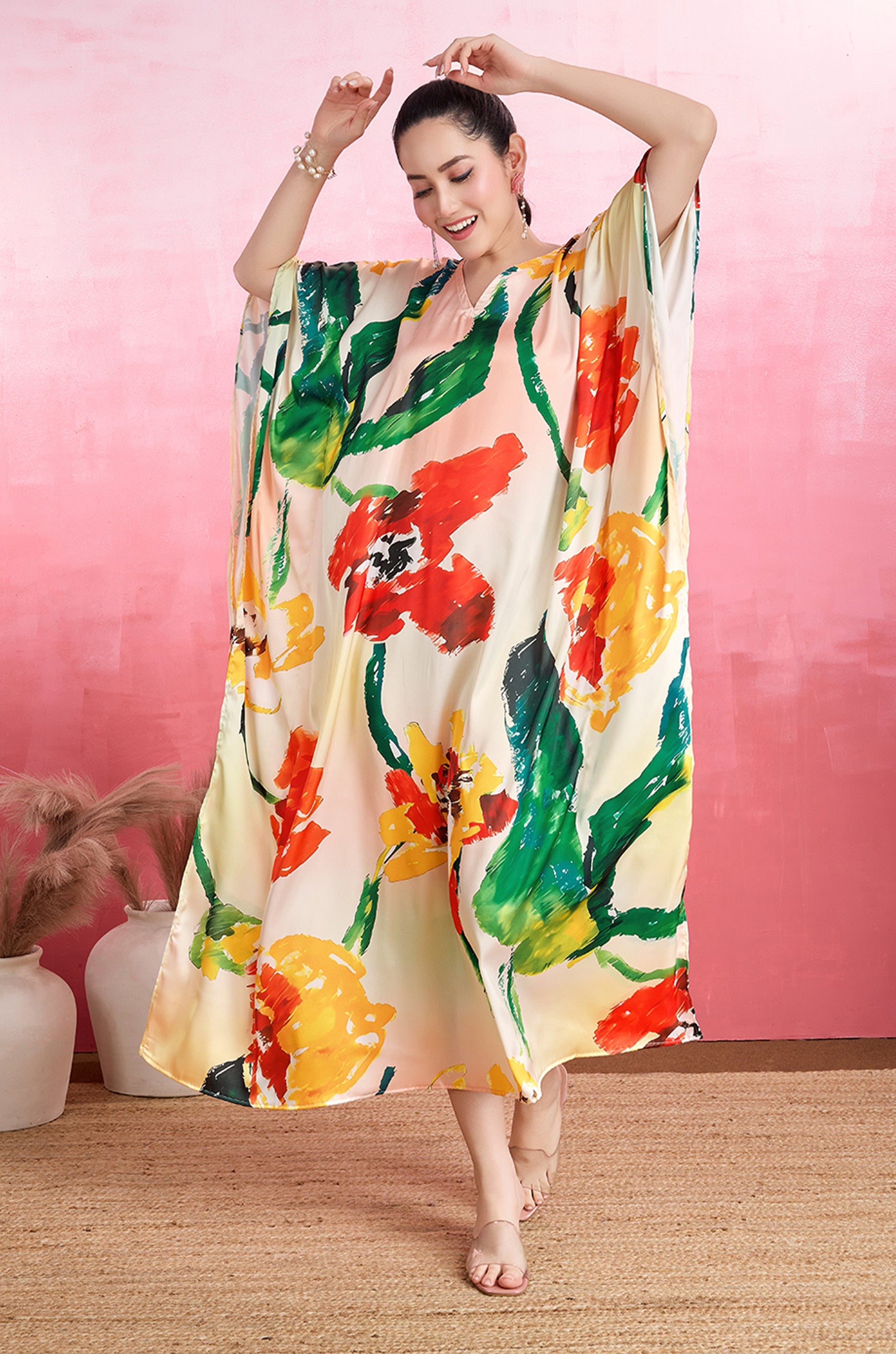 Paintbrust Splash Soft Satin Kaftan