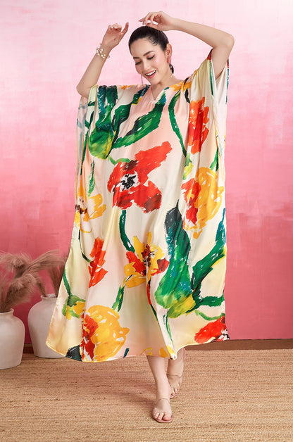 Paintbrust Splash Soft Satin Kaftan