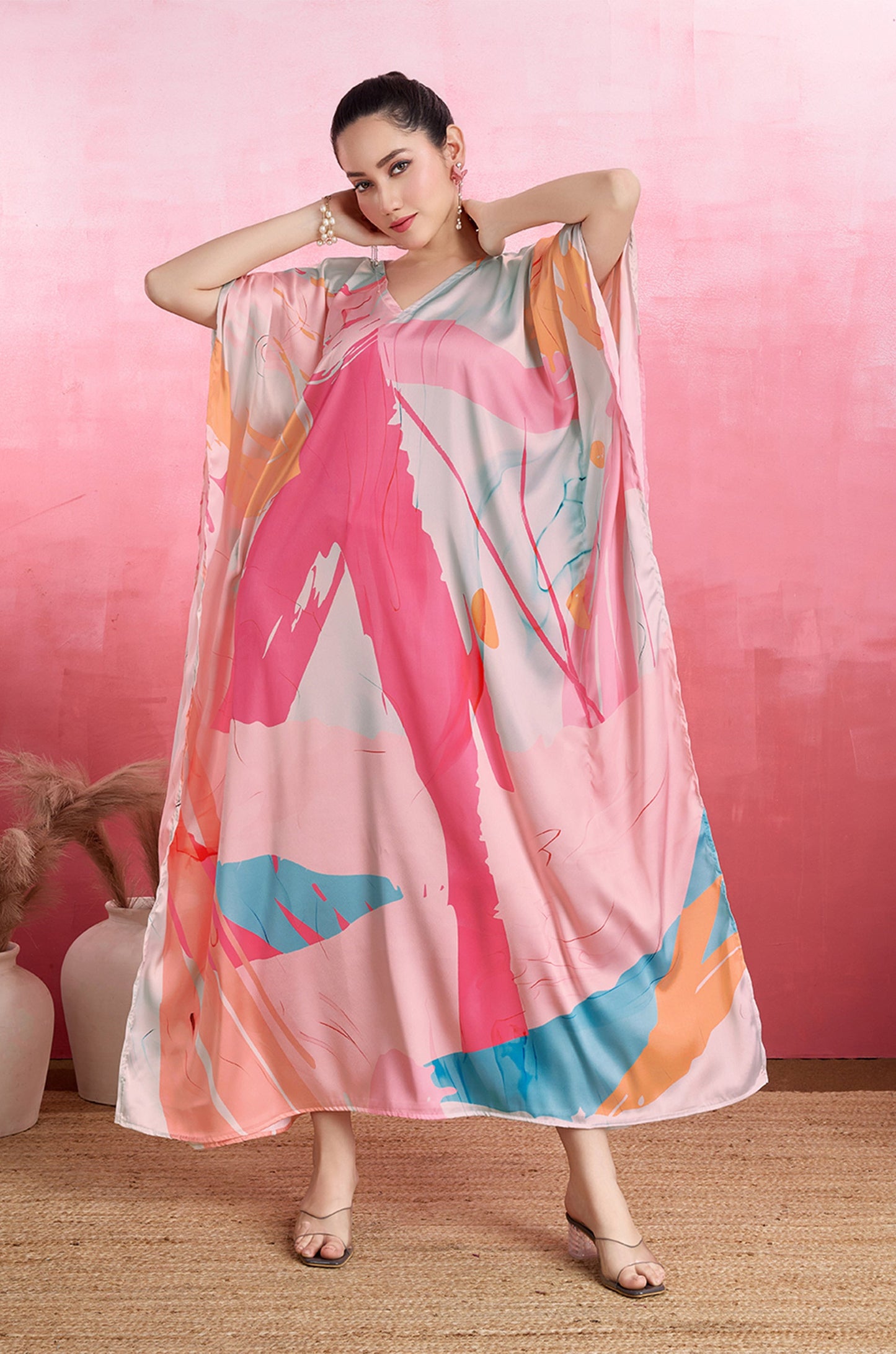 Glossy Glow Soft Satin Kaftan