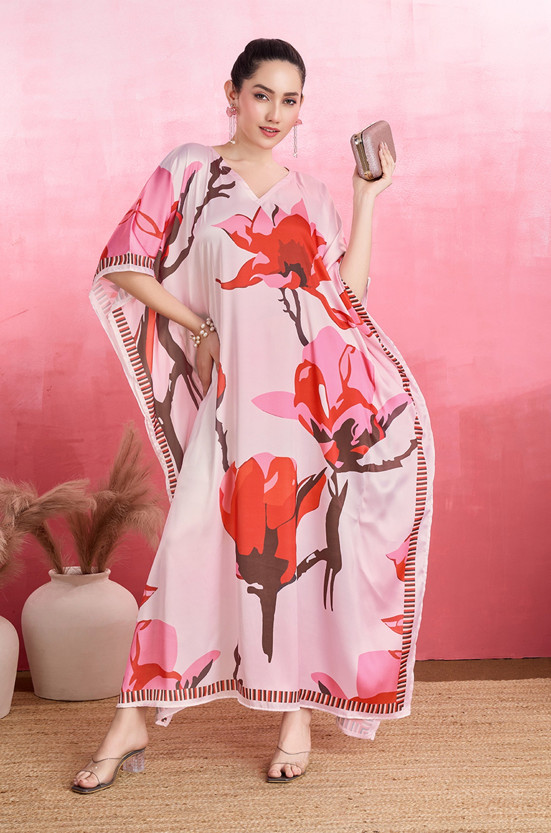 Tender Rose Soft Satin Kaftan