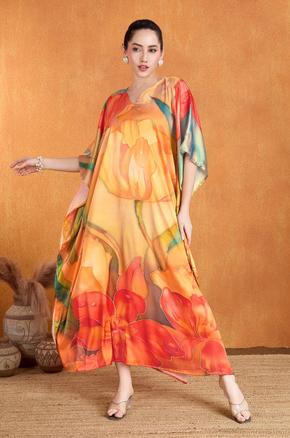 Autumn Spark Soft Satin Kaftan