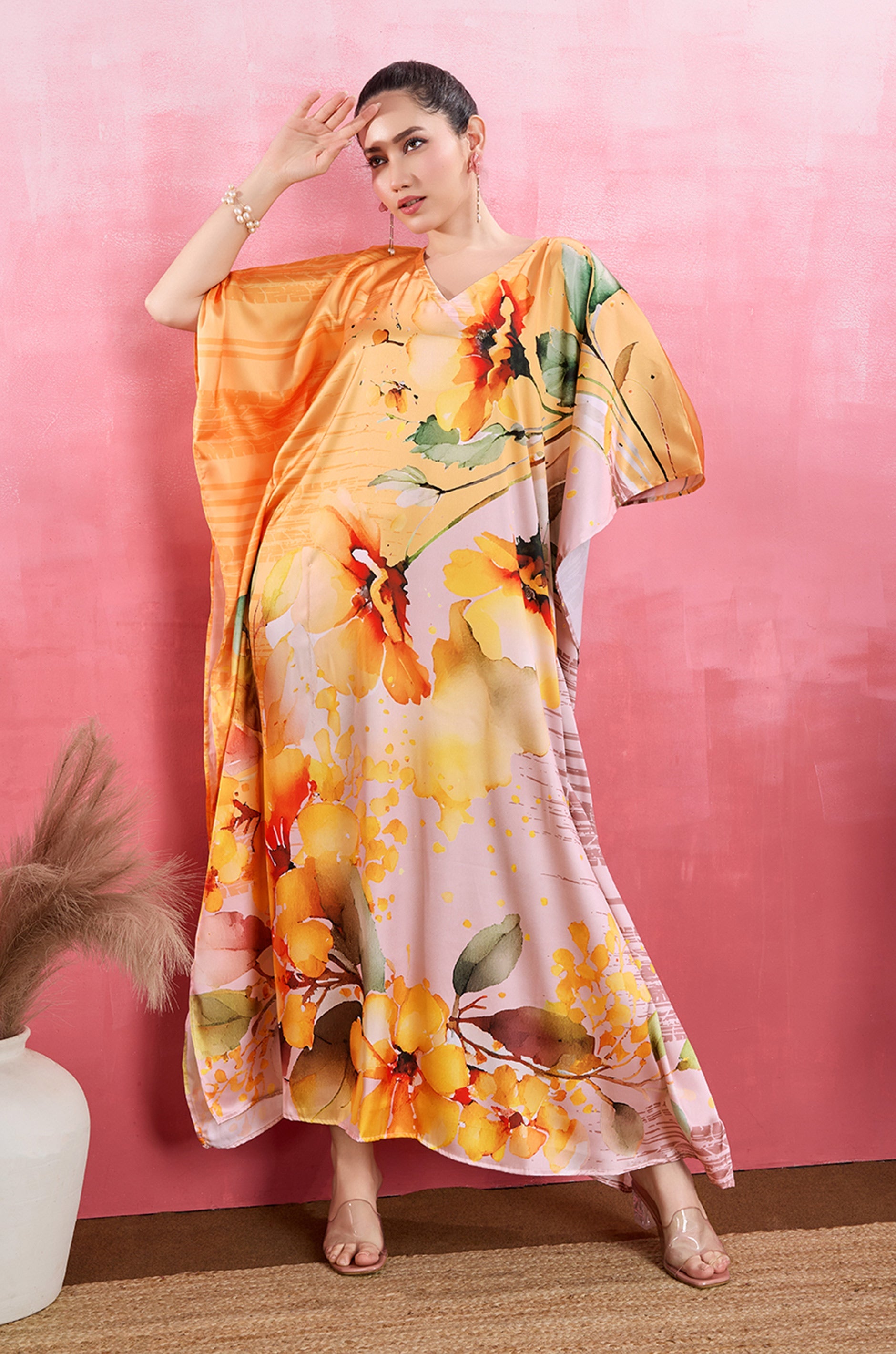Sunray Glow Soft Satin Kaftan