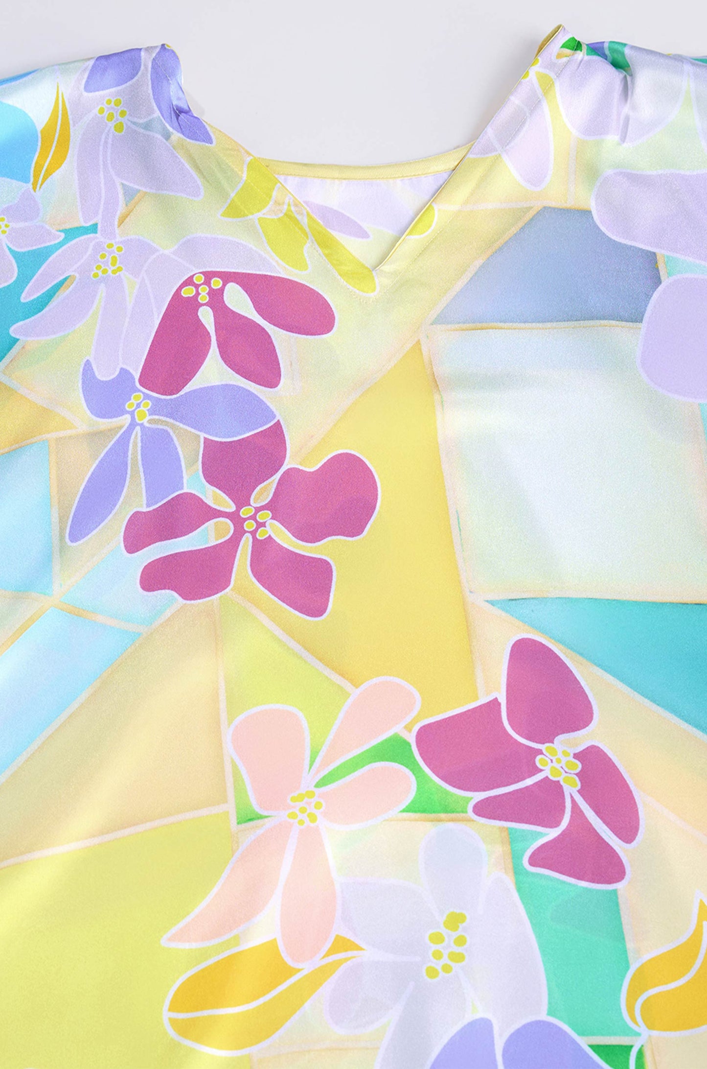 Lemon Blossom Soft Satin Kaftan with Digital Print