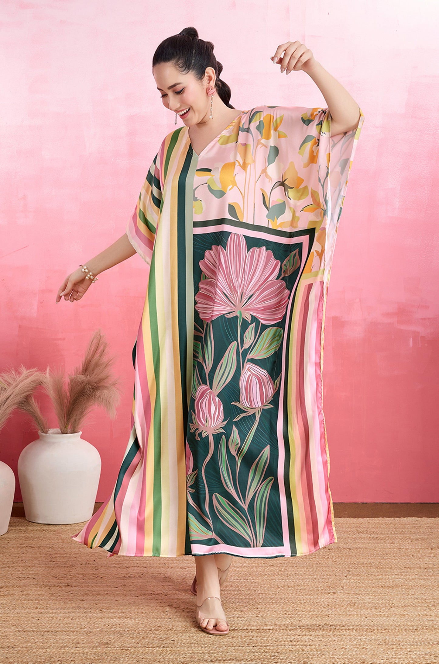 Colorwoven Stripes Soft Satin Kaftan