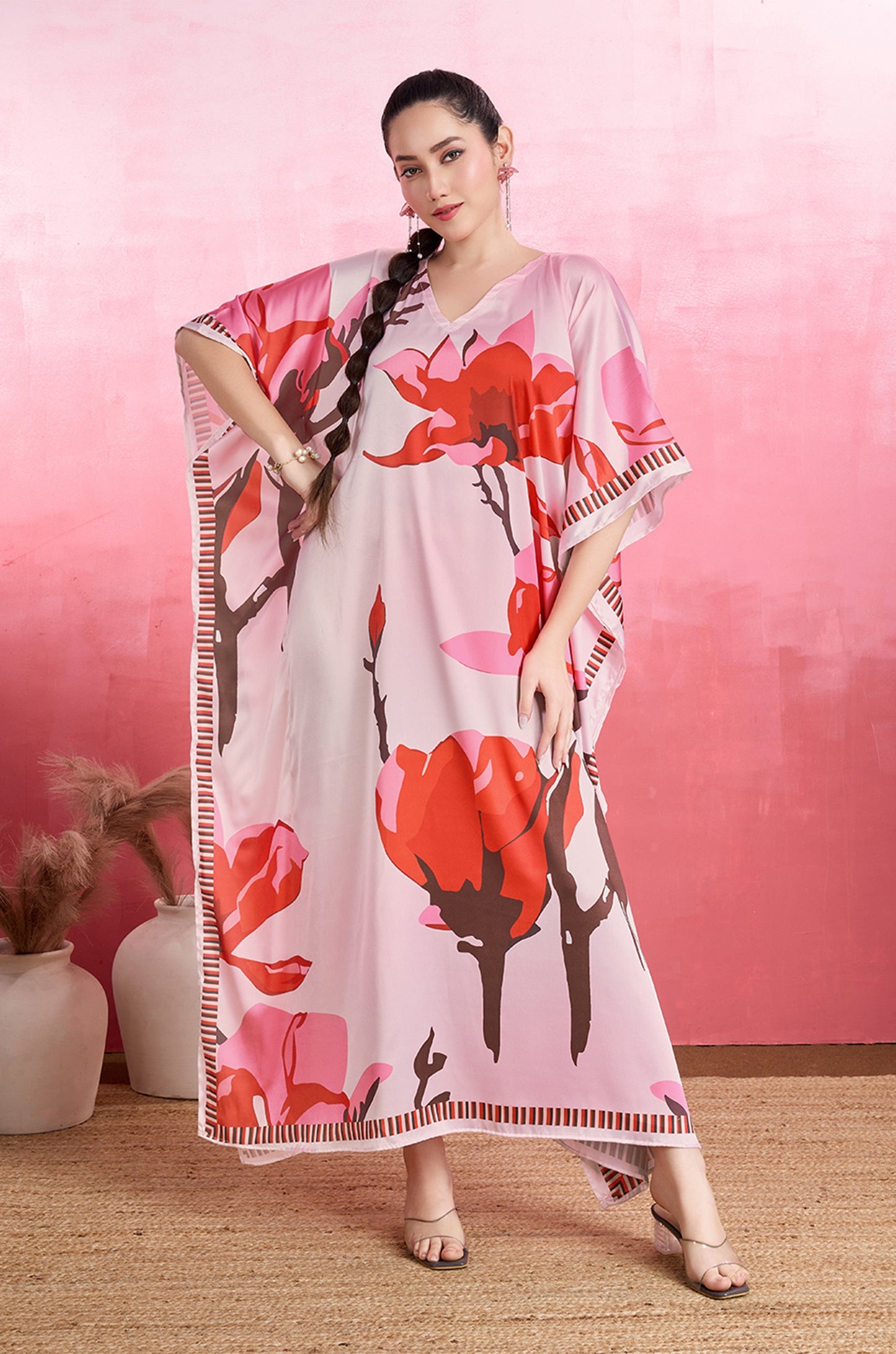 Tender Rose Soft Satin Kaftan