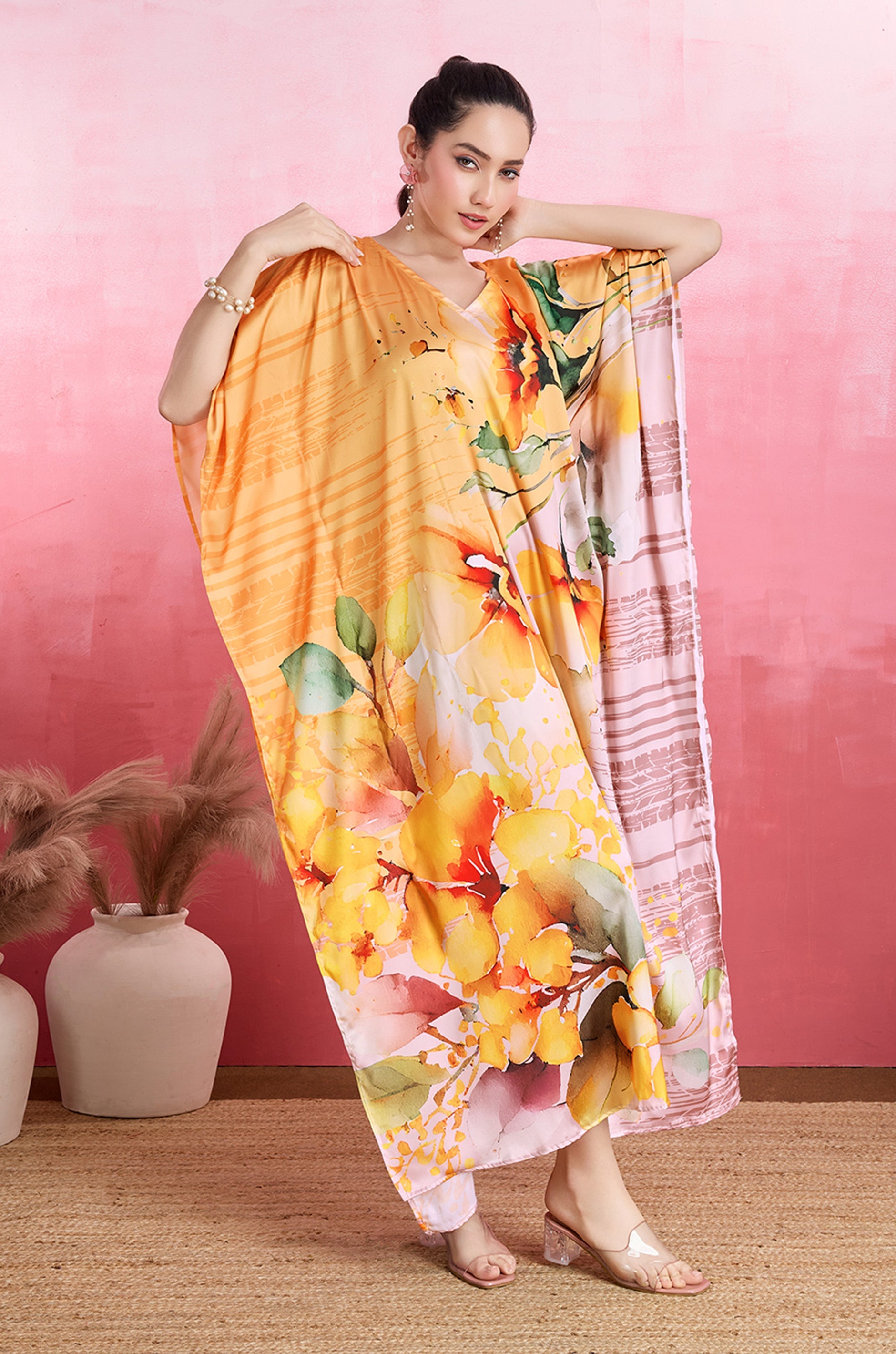 Sunray Glow Soft Satin Kaftan