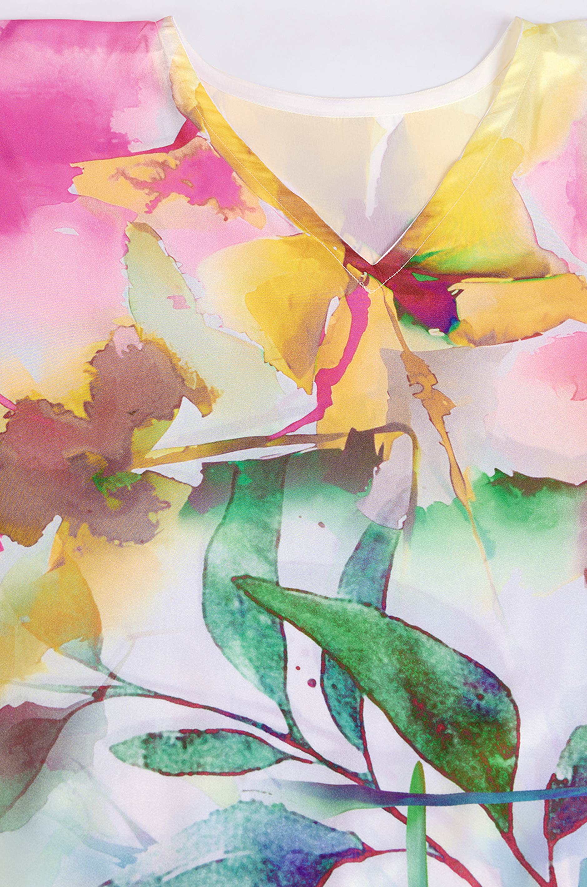 Leafy Dawn Soft Satin Kaftan with Digital Print