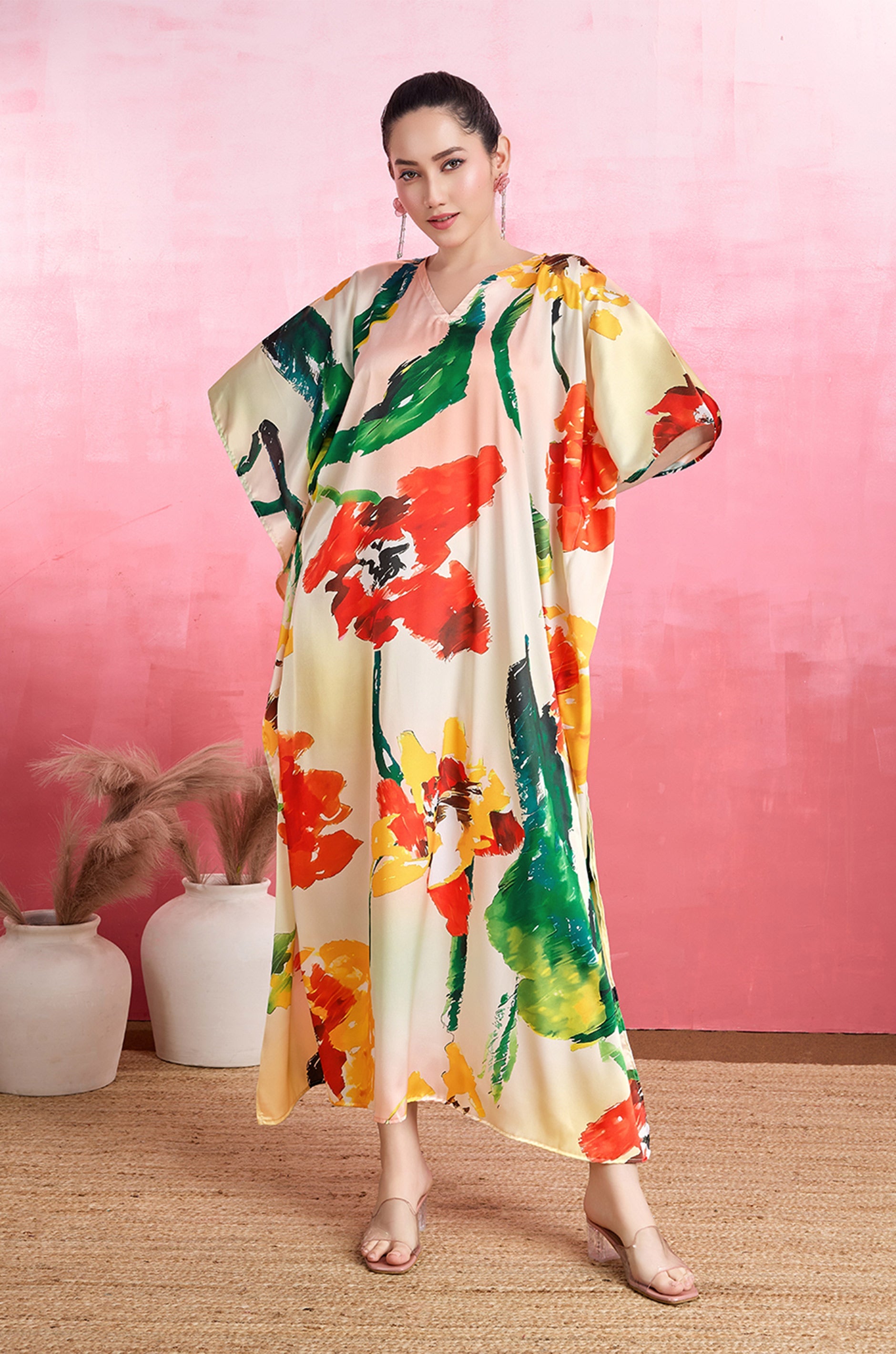 Paintbrust Splash Soft Satin Kaftan