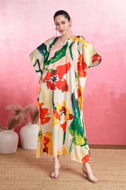 Paintbrust Splash Soft Satin Kaftan
