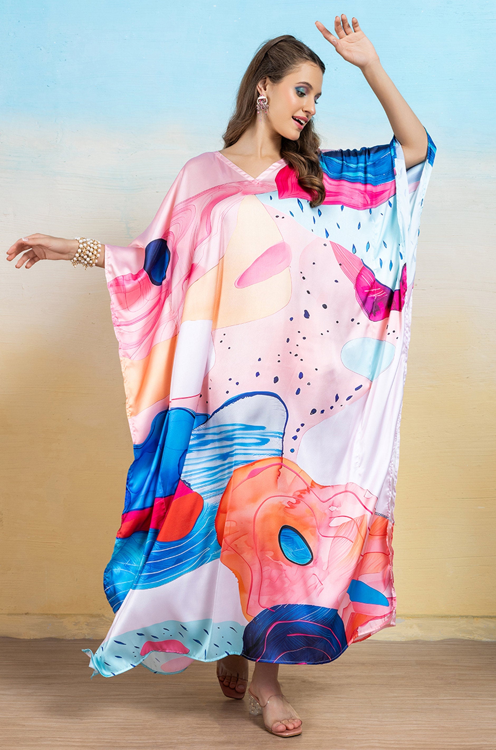 Radiance Drift Soft Satin Women Dress Kaftan