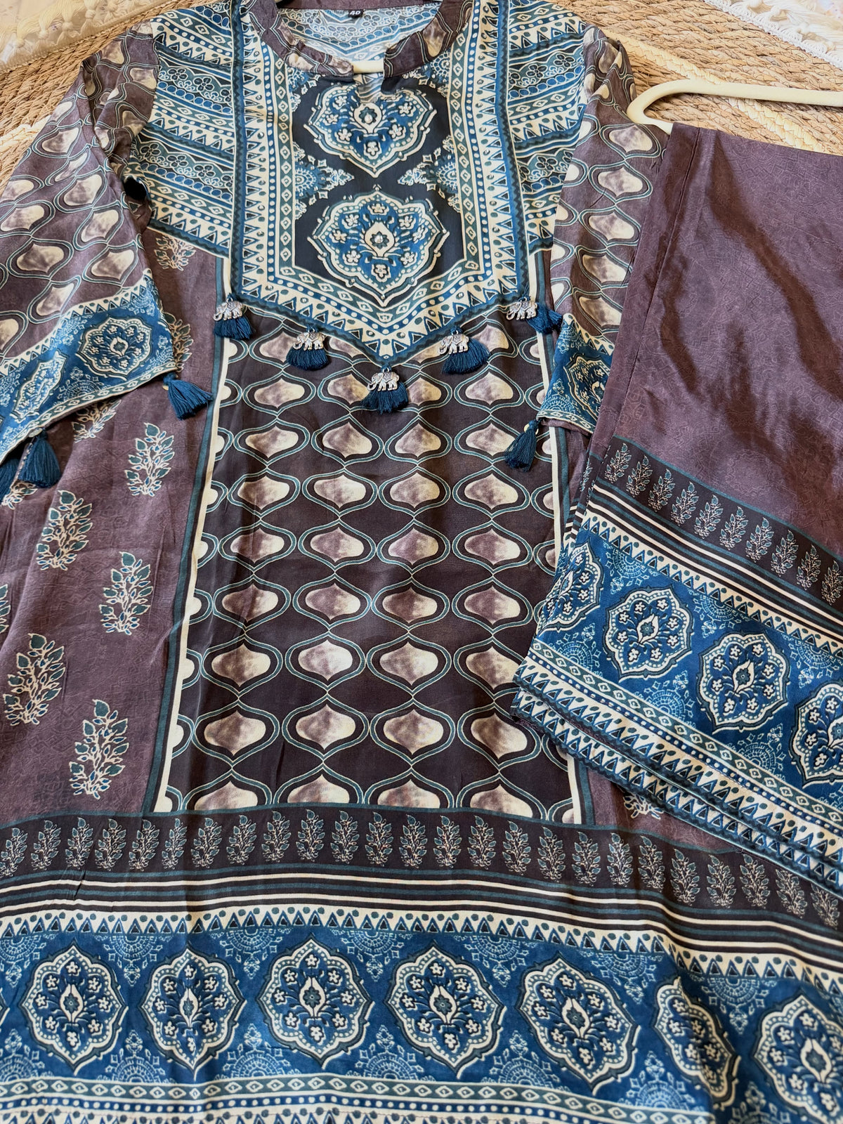 Brown Crepe Digital Print Cord Set