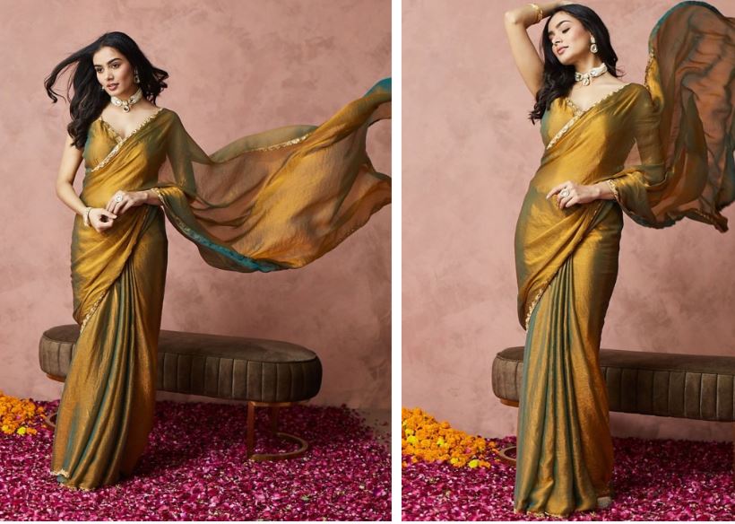 Soft Jimmy Choo Fandy Silk Saree With Hand Work Lace Boarder