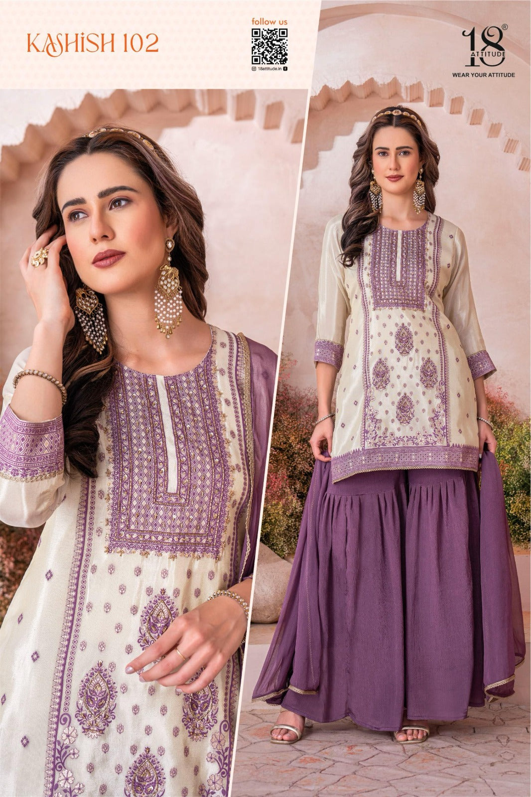 fabulous handwork 3 pieces concept sharara set