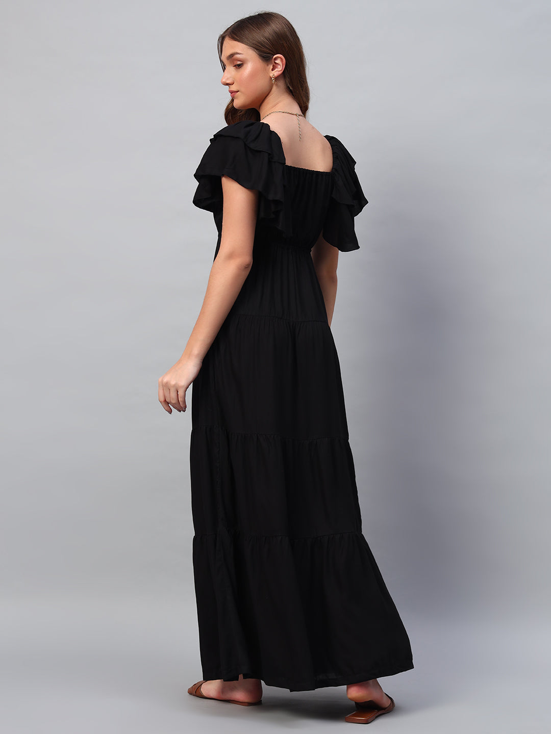 Black Cotton Maxi Dress