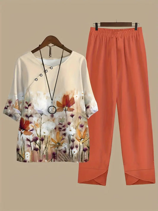 Co-Ord Set Half Sleeve T-shirt & Straight Leg Pant