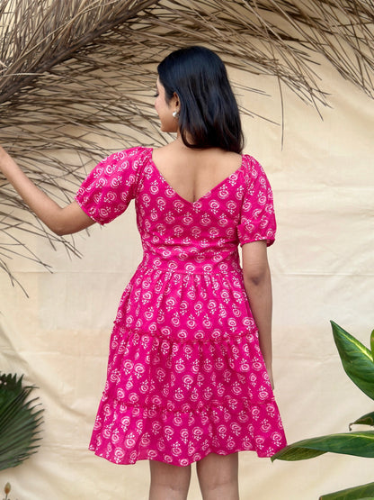 Pink Cotton Short Dress