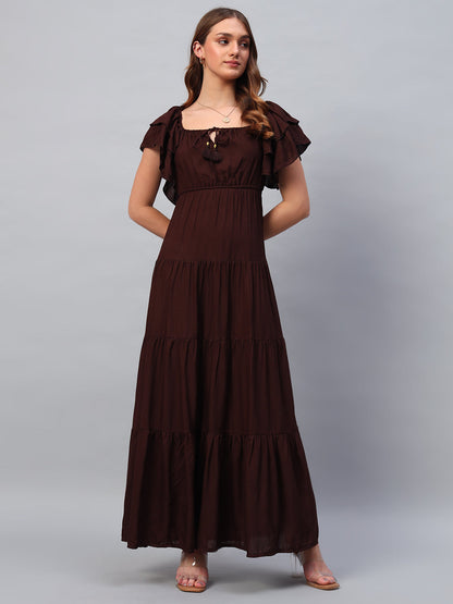 Brown Cotton Maxi Dress