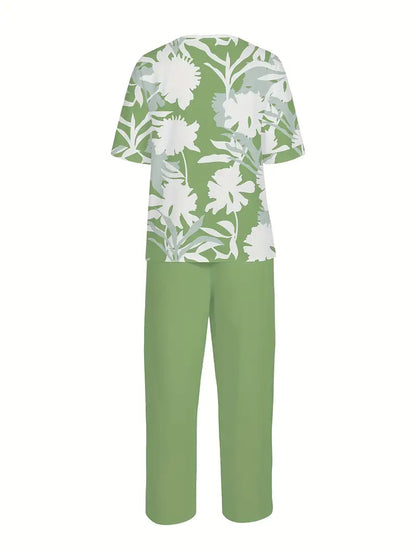 Refined Comfort Two-Piece Suit Half Sleeve T-shirt & Straight Leg Pants