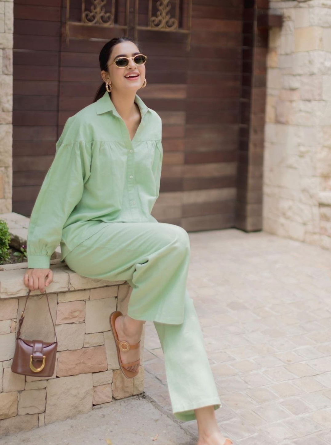 Pista Green Co-Linen Coord Set