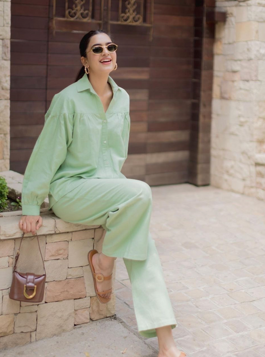 Pista Green Co-Linen Coord Set