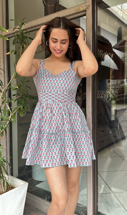 Blue Floral Skater Dress