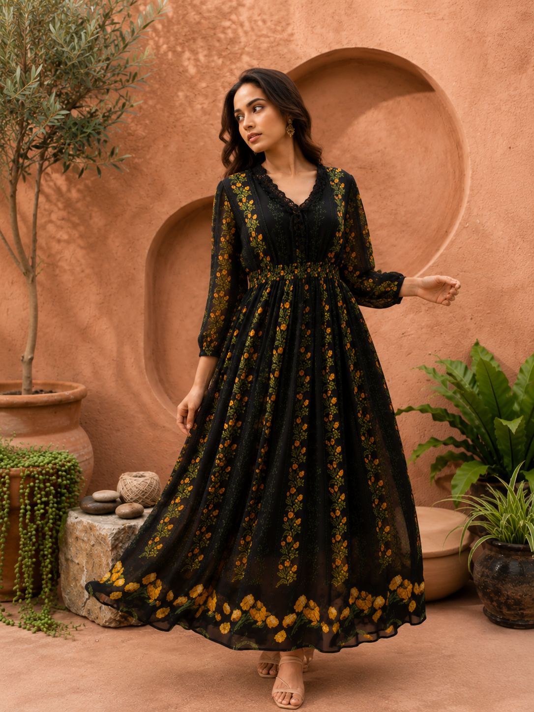 Noir Fleur Maxi Dress