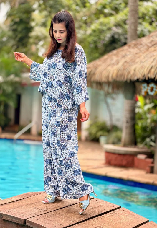 Printed Blue Cord Set