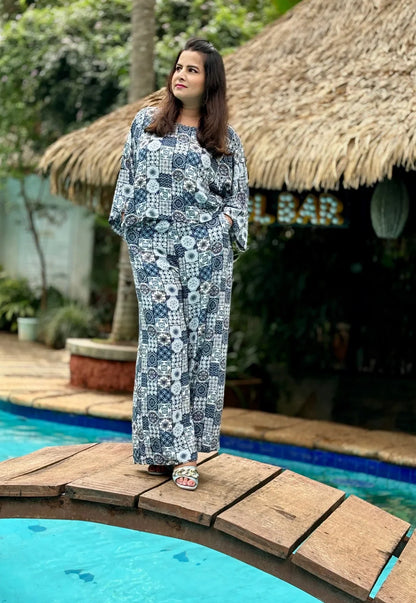 Printed Blue Cord Set