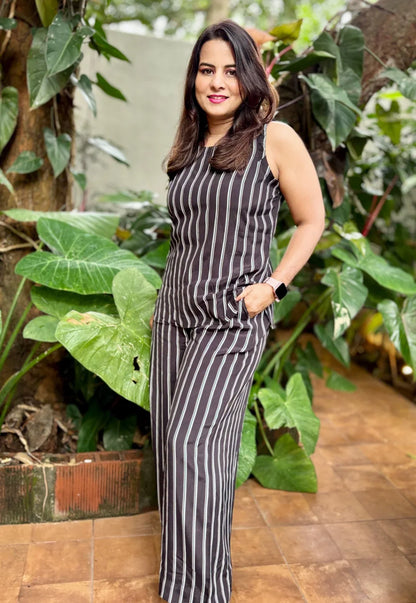 Black Striped Cord Set