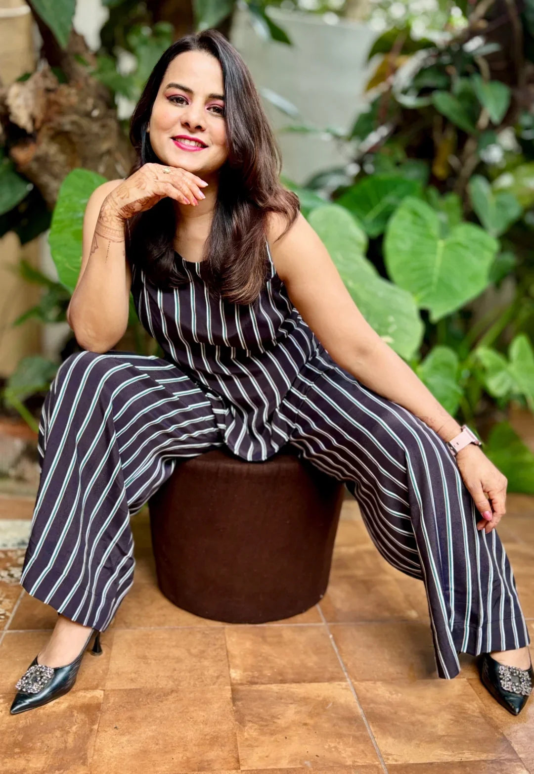 Black Striped Cord Set
