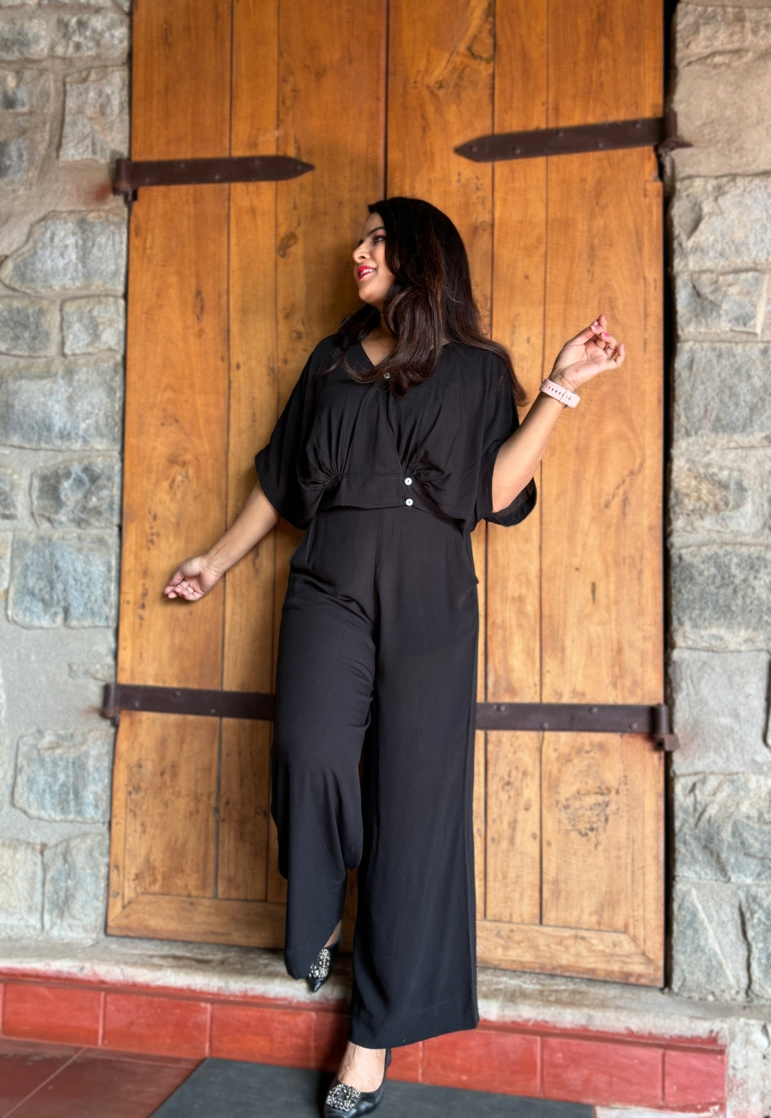 Solid Black Viscose Cord Set