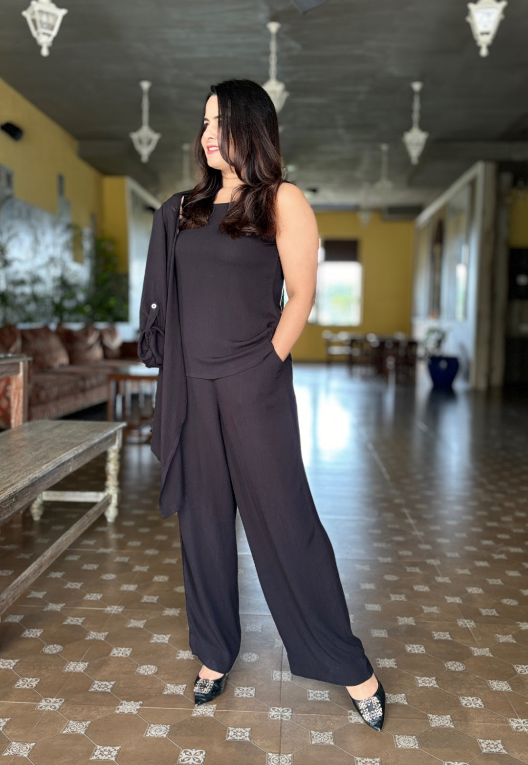 Black Soft Cotton Cord Set