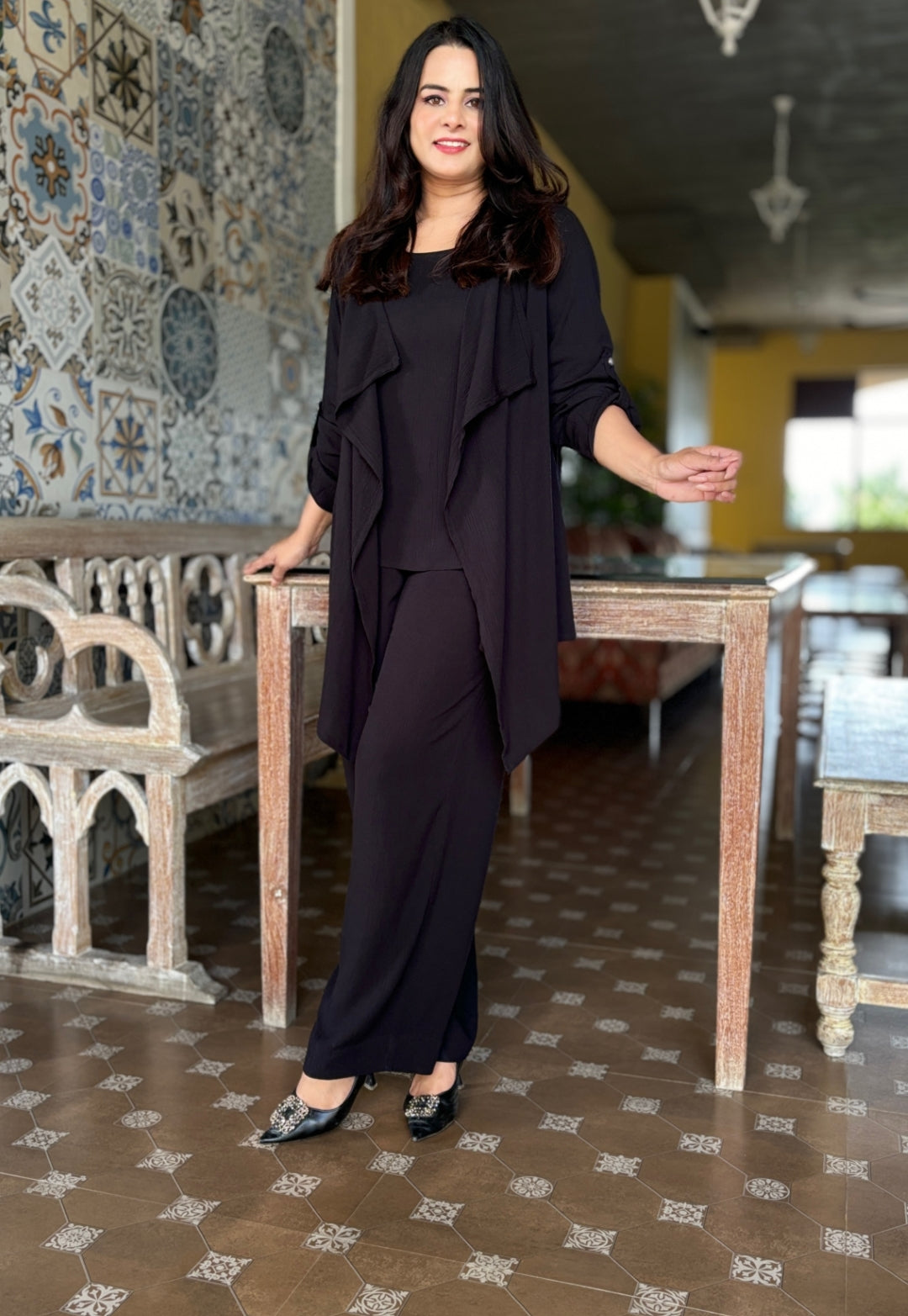 Black Soft Cotton Cord Set