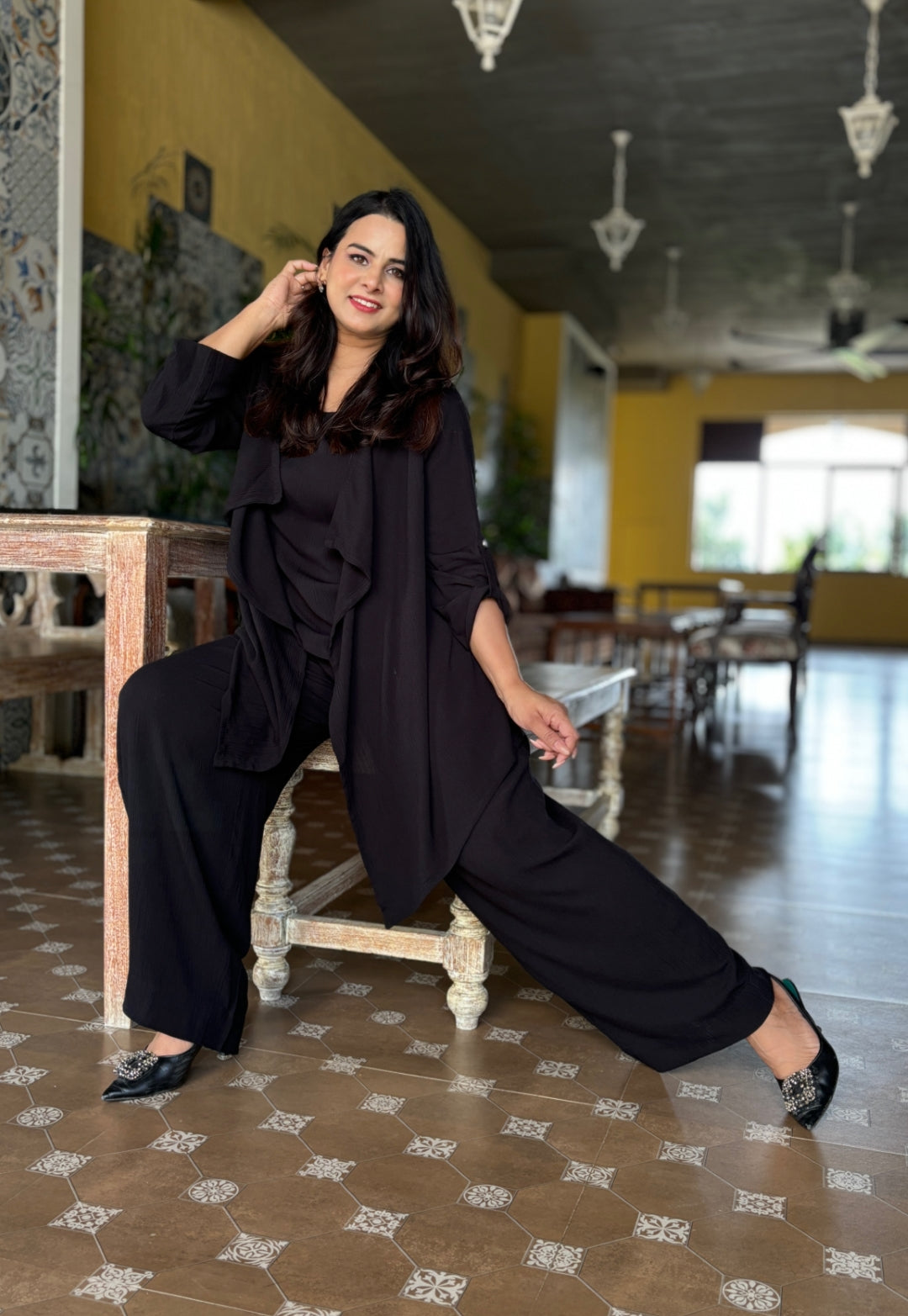 Black Soft Cotton Cord Set