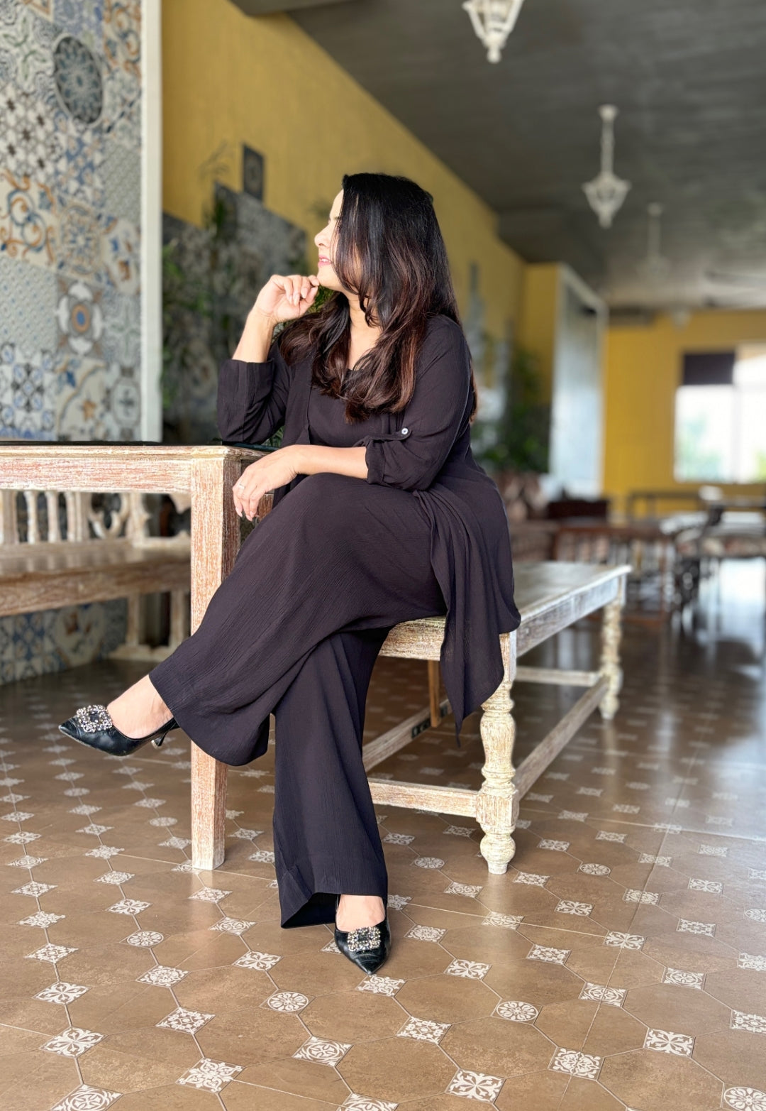 Black Soft Cotton Cord Set