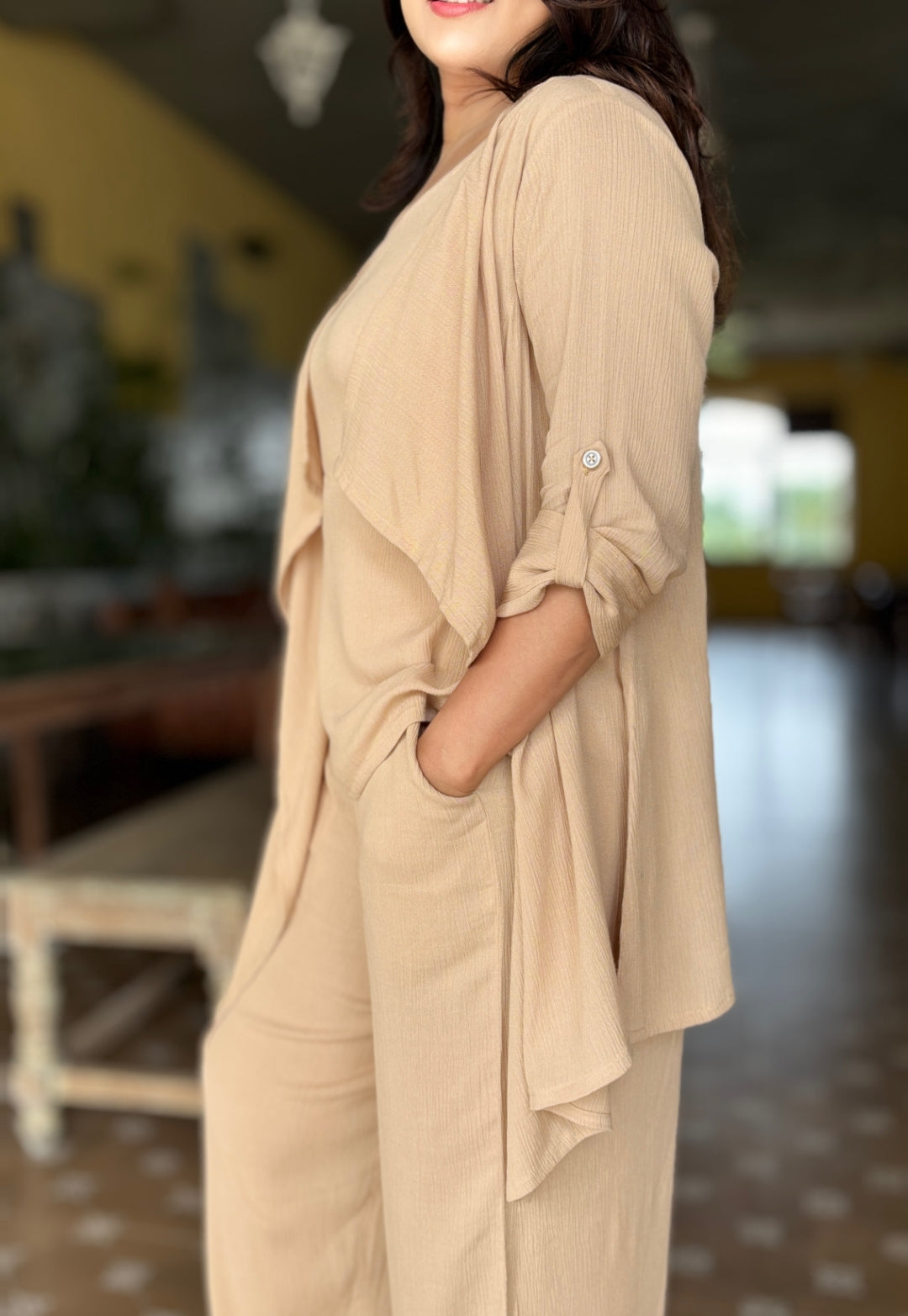 Beige Soft Cotton Cord Set