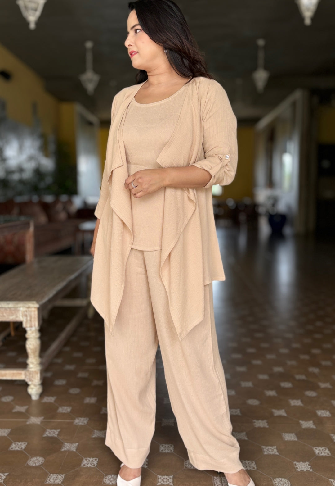 Beige Soft Cotton Cord Set