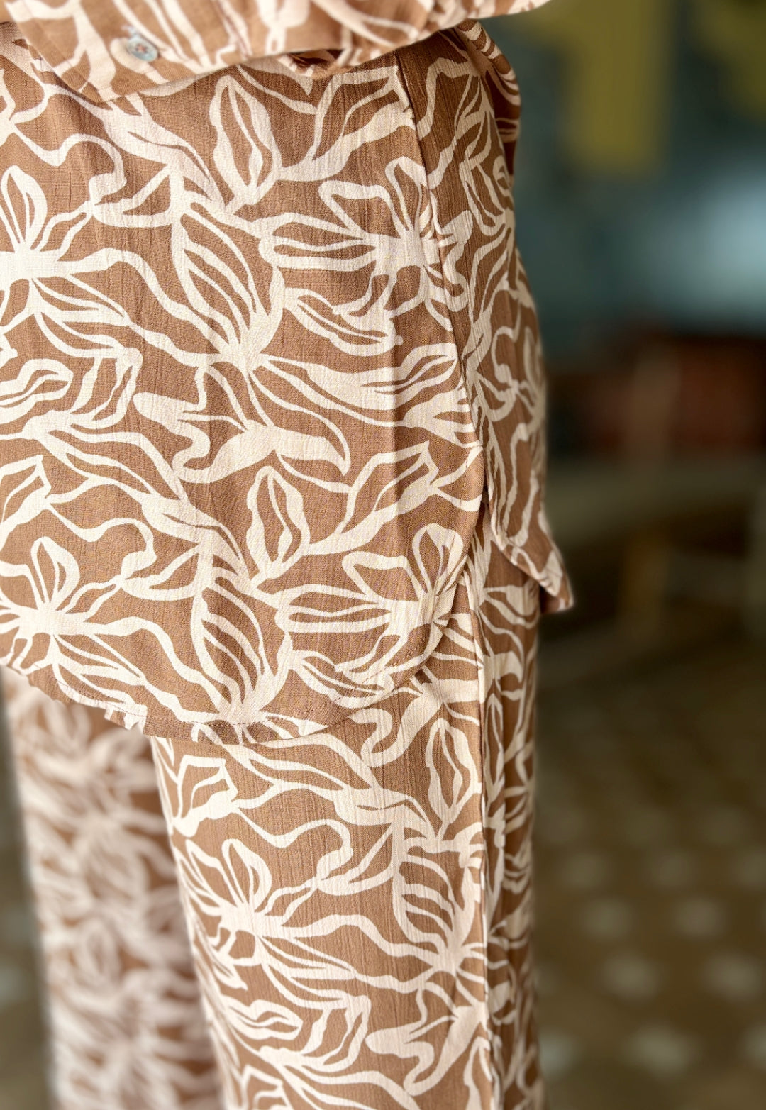 Printed Beige Cord Set